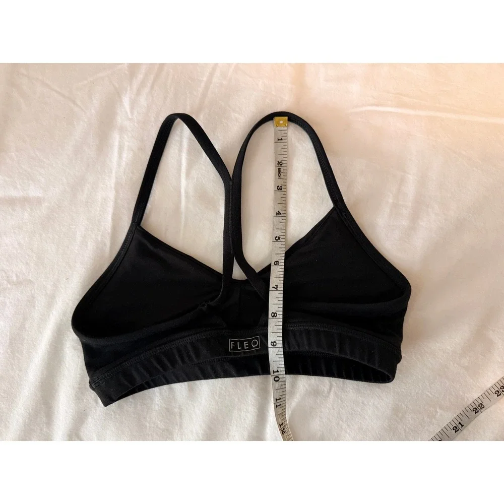 FLEO‎ Black Sports Bra V-Neck T-Back Racerback Athletic Training Top Small